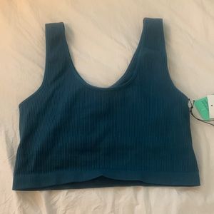 blue cropped tank top